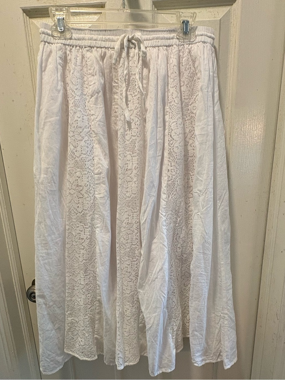 White Lace Panel Maxi Skirt - Women's large